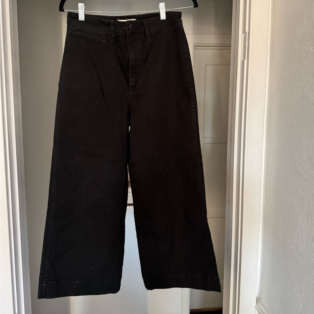 Madewell black cropped wide-leg pants